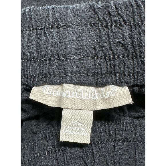 Woman Within Pants Women 14W Cropped Pull On Textured Lounge Relaxed 100% Cotton - Picture 3 of 8